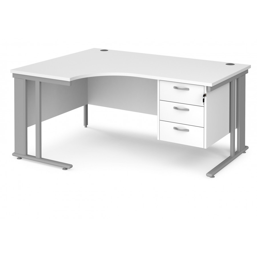 Maestro Cantilever Ergonomic Corner Desk with Fixed Pedestal